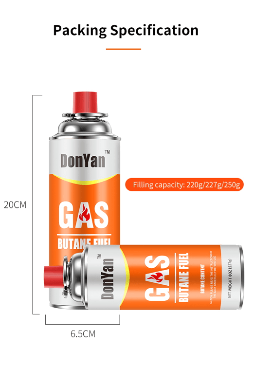 butane gas cartridges packing specification